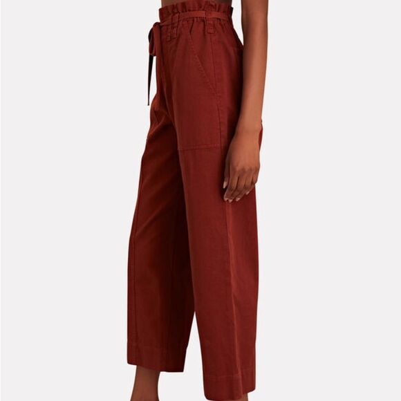 A.L.C. Augusta Belted Paperbag Cargo Pants Red-Drk Size 6 - Picture 2 of 12